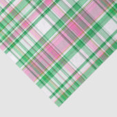Smaragdgroen, heet roze, wit preppy Madras ruit Tissuepapier (Detail)