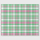 Smaragdgroen, heet roze, wit preppy Madras-ruting Cadeaupapier (Vlak)