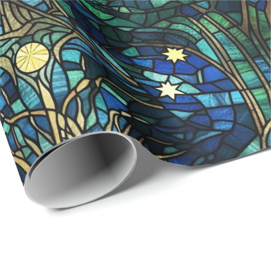 Smaragdgroen hemelboom Glas in lood Cadeaupapier (Rol Hoek)