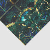 Smaragdgroen hemelboom Glas in lood Tissuepapier (Detail)