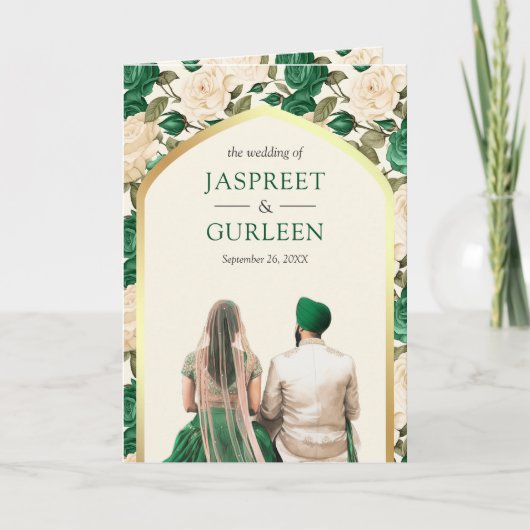 Smaragdgroen Ivoor Bloemen Alles in een Sikh bruil (Voorkant)