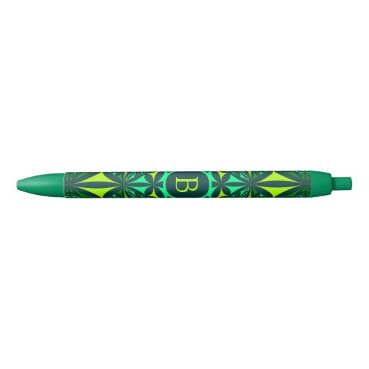 Smaragdgroen Kaleidoscoop Monogram Zwarte Inkt Pen (Voorkant)