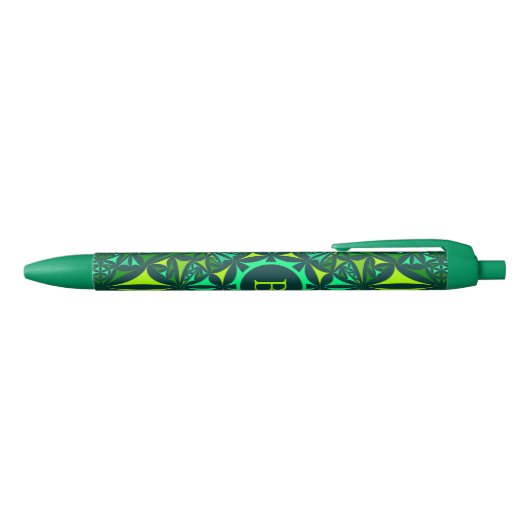 Smaragdgroen Kaleidoscoop Monogram Zwarte Inkt Pen (Bovenkant)