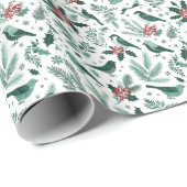 Smaragdgroen kerst vogels inpakpapier (Rol Hoek)