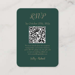 Smaragdgroen Klein Verticaal Huwelijk RSVP QR Code Informatiekaartje