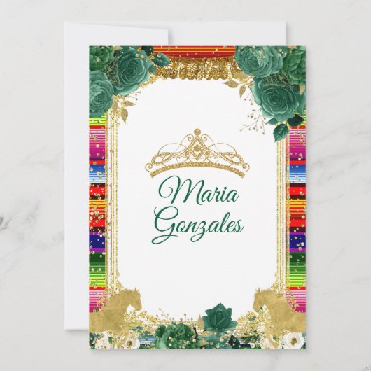 Smaragdgroen Kleurrijke Mis Quince 15 Anos Glitter Kaart (Achterkant)