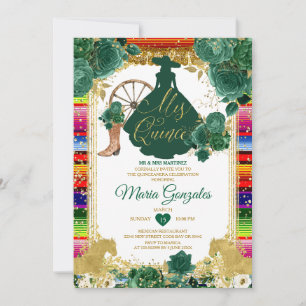 Smaragdgroen Kleurrijke Mis Quince 15 Anos Glitter Kaart