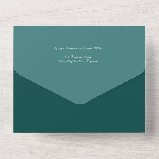 Smaragdgroen kustzeemarmer all in one uitnodiging (Achterkant)