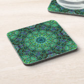 Smaragdgroen mandala-ontwerp bier onderzetter (Linkerzijde)