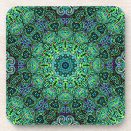 Smaragdgroen mandala-ontwerp bier onderzetter