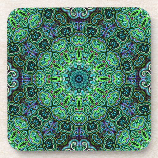 Smaragdgroen mandala-ontwerp bier onderzetter (Voorkant)