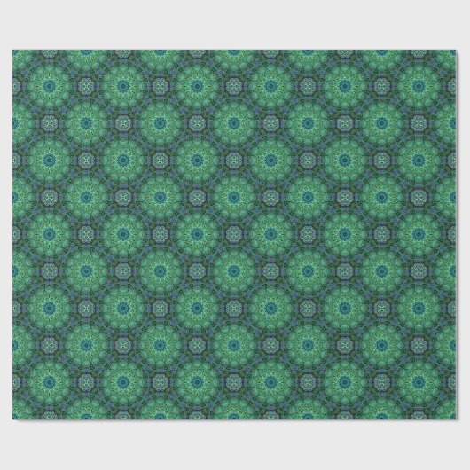 Smaragdgroen mandala-ontwerp cadeaupapier (Vlak)