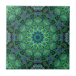 Smaragdgroen mandala-ontwerp tegeltje