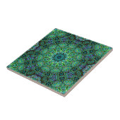 Smaragdgroen mandala-ontwerp tegeltje (Zijkant)