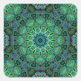 Smaragdgroen mandala-ontwerp vierkante sticker