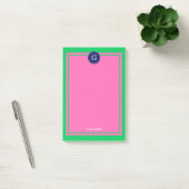 Smaragdgroen Marine Roze Omlijst 1I Monogram Post-it® Notes (Kantoor)