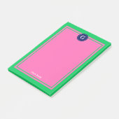 Smaragdgroen Marine Roze Omlijst 1I Monogram Post-it® Notes (Schuin)