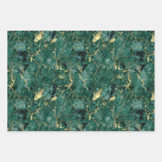 Smaragdgroen marmer met goud inpakpapier vel (Voorkant 3)