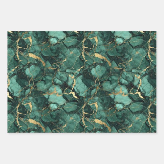 Smaragdgroen marmer met goud inpakpapier vel (Voorkant 2)