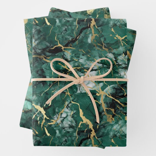 Smaragdgroen marmer met goud inpakpapier vel (In situ)