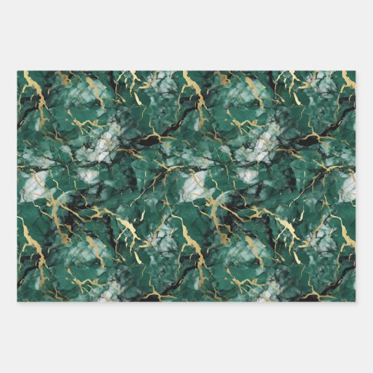 Smaragdgroen marmer met goud inpakpapier vel (Voorkant)