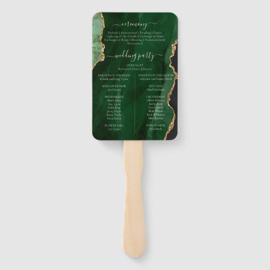 Smaragdgroen minimaal huwelijksprogramma handwaaier (Achterkant)