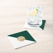 Smaragdgroen minimalistisch modern huwelijksmonogr kartonnen onderzetters (Insitu)