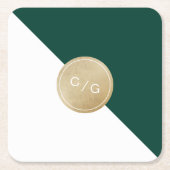 Smaragdgroen minimalistisch modern huwelijksmonogr kartonnen onderzetters (Voorkant)