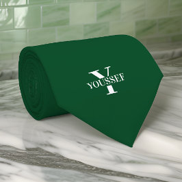 Smaragdgroen minimalistisch monogram stropdas