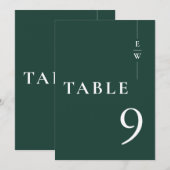 Smaragdgroen Minimalistisch Monogram Tafelnummer (Voorkant / Achterkant)