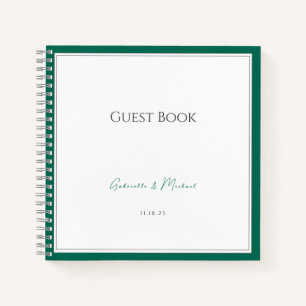 Smaragdgroen Minimalistisch Trouwgastboek Eenvoudi Notitieboek