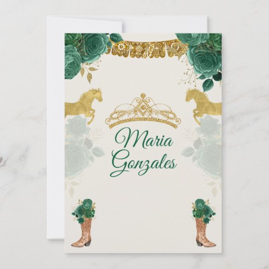 Smaragdgroen Mis Quince 15 Anos Goud Glitter Kaart (Achterkant)