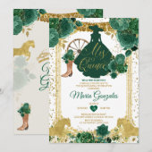 Smaragdgroen Mis Quince 15 Anos Goud Glitter Kaart (Voorkant / Achterkant)