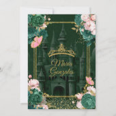 Smaragdgroen Mis Quince Floral Quinceañera Kaart (Achterkant)