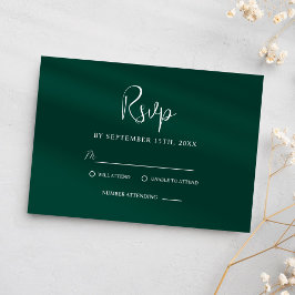 Smaragdgroen Modern Classy Elegant Bruiloft RSVP Kaartje