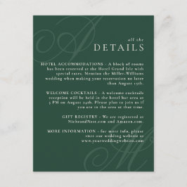 Smaragdgroen Modern Edge Elegant Monogram Details Informatiekaartje