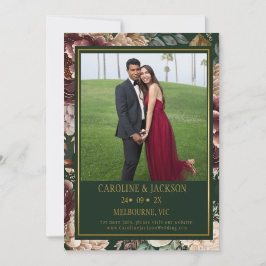 Smaragdgroen Modern Fotobruiloft Sla de datum op Save The Date (Voorkant)