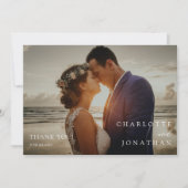 Smaragdgroen Modern Minimaal Foto Bruiloft Bedankkaart (Voorkant)