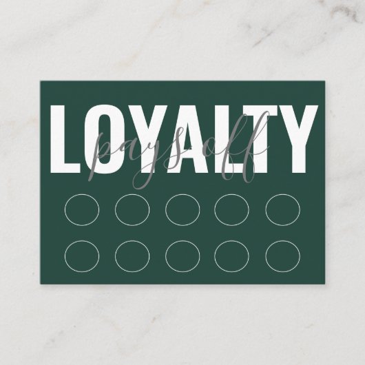 Smaragdgroen Modern Minimalistisch punch script Klantenkaartje (Voorkant)