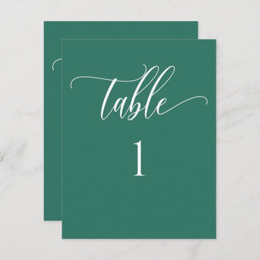 Smaragdgroen Modern Minimalistisch Tafelnummer (Voorkant / Achterkant)