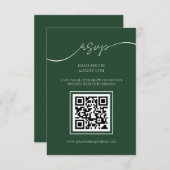 Smaragdgroen Modern QR Code Bruiloft RSVP Kaart (Voorkant / Achterkant)