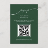 Smaragdgroen Modern QR Code Bruiloft RSVP Kaart (Voorkant)