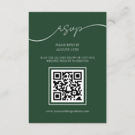 Smaragdgroen Modern QR Code Bruiloft RSVP Kaart