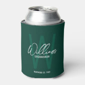 Smaragdgroen Modern Script Gepersonaliseerde Groom Blikjeskoeler (Blikje Voorkant)