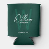 Smaragdgroen Modern Script Gepersonaliseerde Groom Blikjeskoeler (Voorkant)