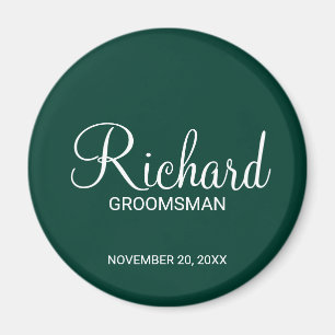 Smaragdgroen Modern Script Gepersonaliseerde Groom Magneet