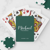 Smaragdgroen Modern Script Gepersonaliseerde Groom Pokerkaarten