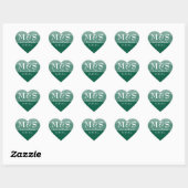 Smaragdgroen Moderne Scriptie Bruiloft Hart Sticker (Vel)