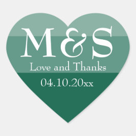 Smaragdgroen Moderne Scriptie Bruiloft Hart Sticker