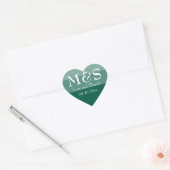 Smaragdgroen Moderne Scriptie Bruiloft Hart Sticker (Envelop)